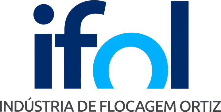 Logo da IFOL, em azul, com a legenda Indústria de Flocagem Ortiz